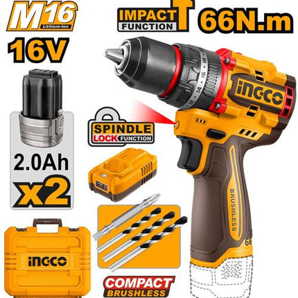 INGCO Compact Brushless Cordless Impact Drill CIDLI166062