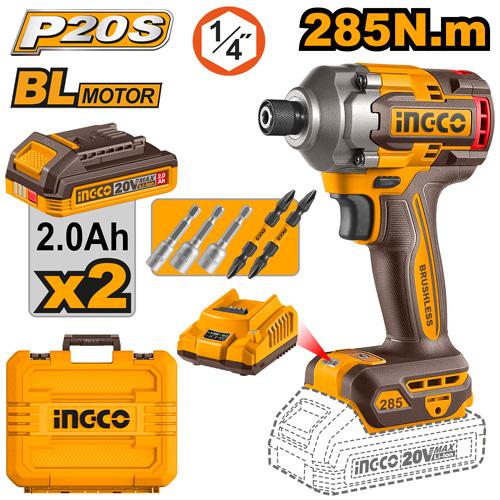 INGCO 20V Brushless Cordless Impact Driver Set CIRLI2028