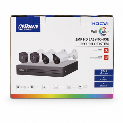 Dahua 5MP HDCVI Security Camera Kit with 4 Cameras and 4-Channel DVR Full Color | DH-KIT/XVR1B04H