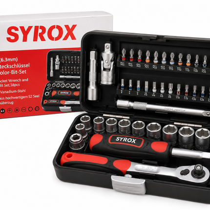 38 Piece Socket and Screwdriver Set 1/4 Inch 221772 | SYROX