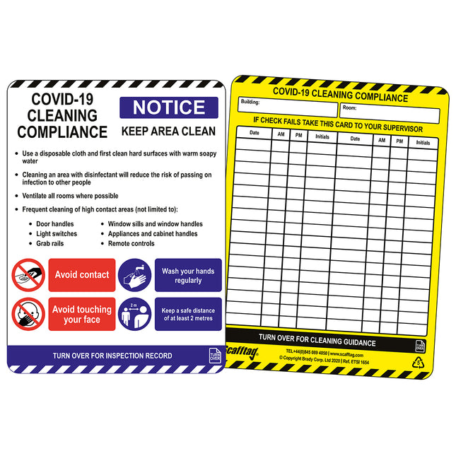 Covid19 Cleaning Compliance Tag