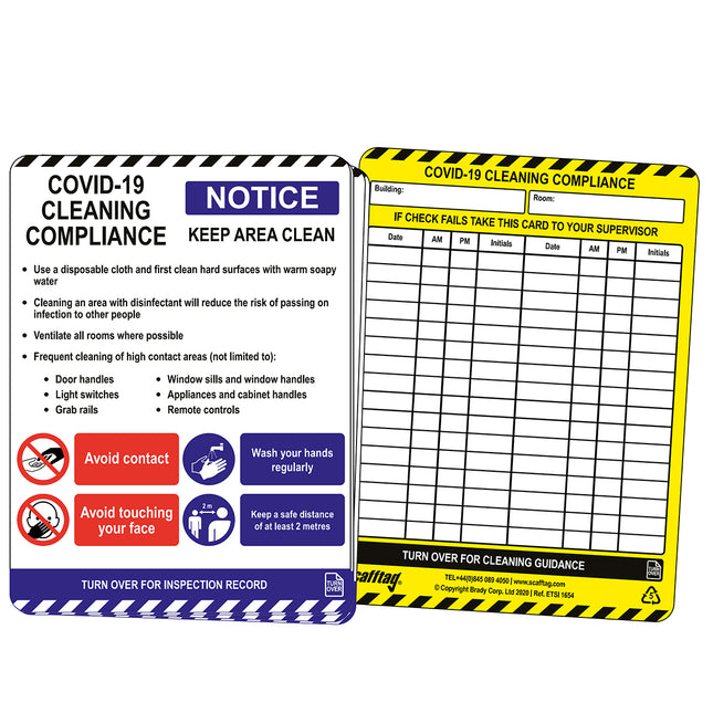 Covid19 Cleaning Compliance Tags