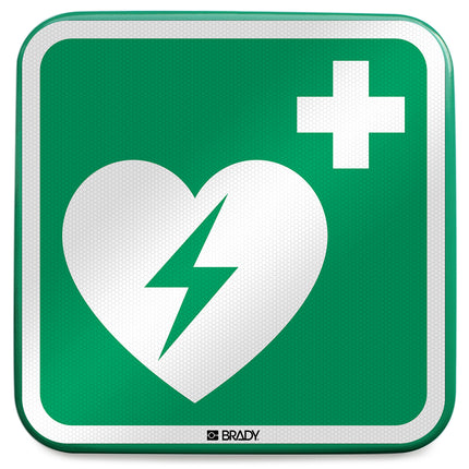 ISO Safety Sign  Automated external heart defibrillator