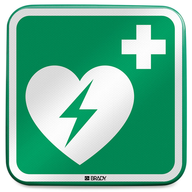 ISO Safety Sign  Automated external heart defibrillator