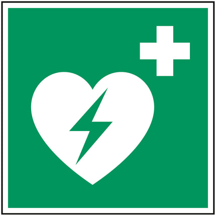 ISO Safety Sign  Automated external heart defibrillator