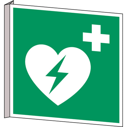 ISO Safety Sign  Automated external heart defibrillator