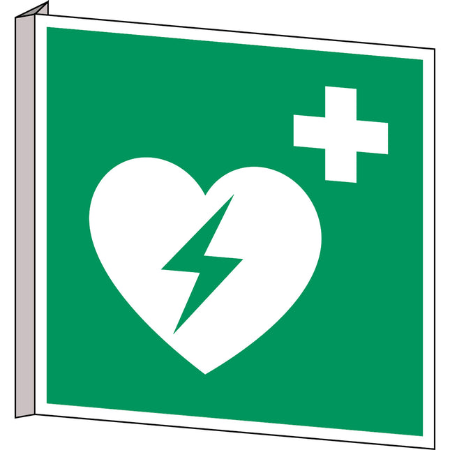 ISO Safety Sign  Automated external heart defibrillator