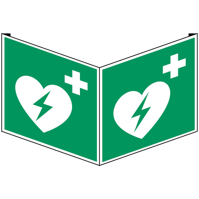 ISO Safety Sign  Automated external heart defibrillator