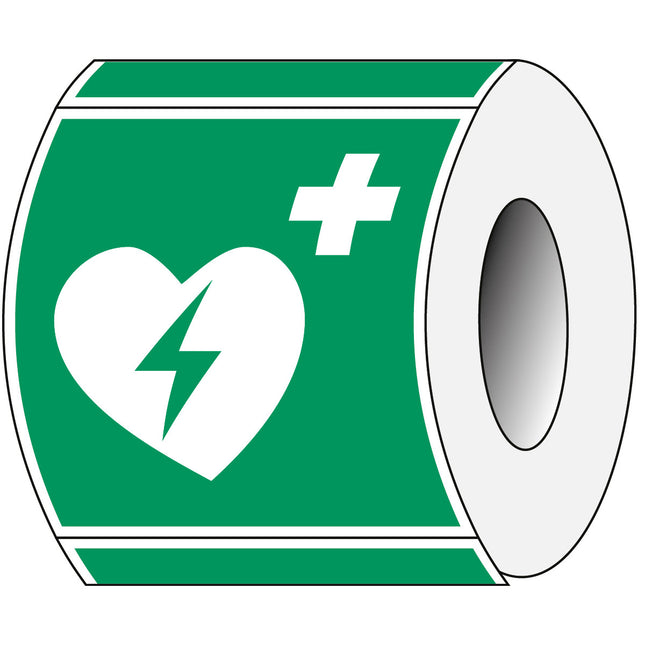 ISO Safety Sign  Automated external heart defibrillator