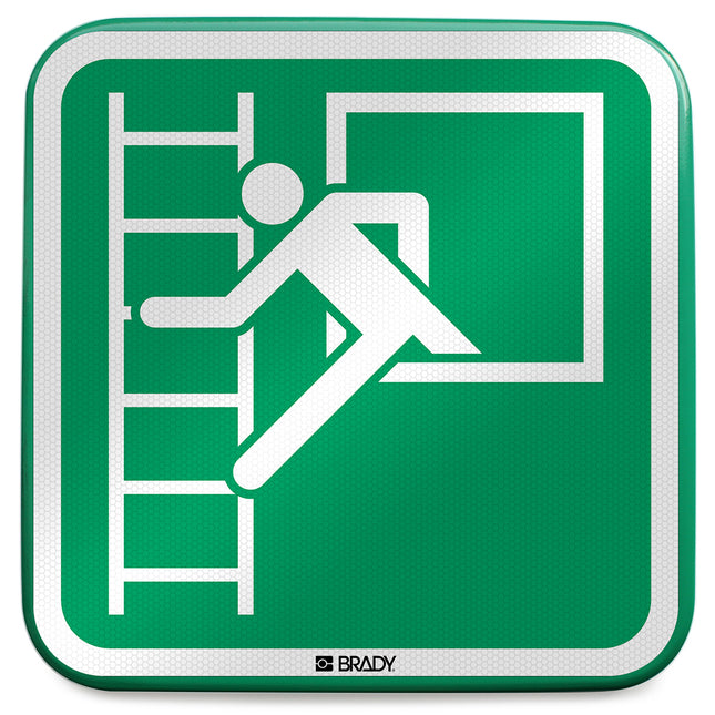 ISO Safety Sign  Emergency window with escape ladder