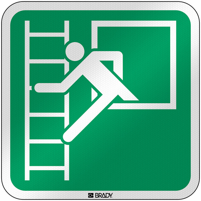ISO Safety Sign  Emergency window with escape ladder