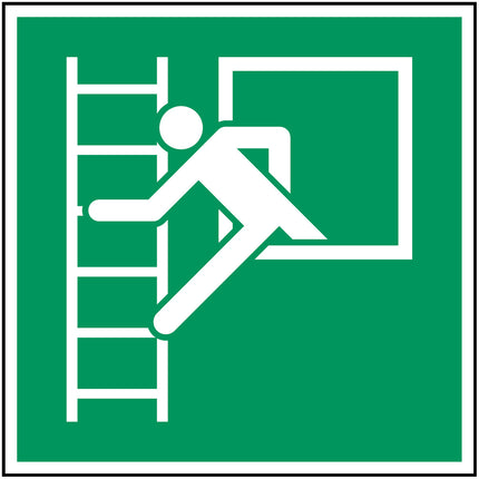 ISO Safety Sign  Emergency window with escape ladder