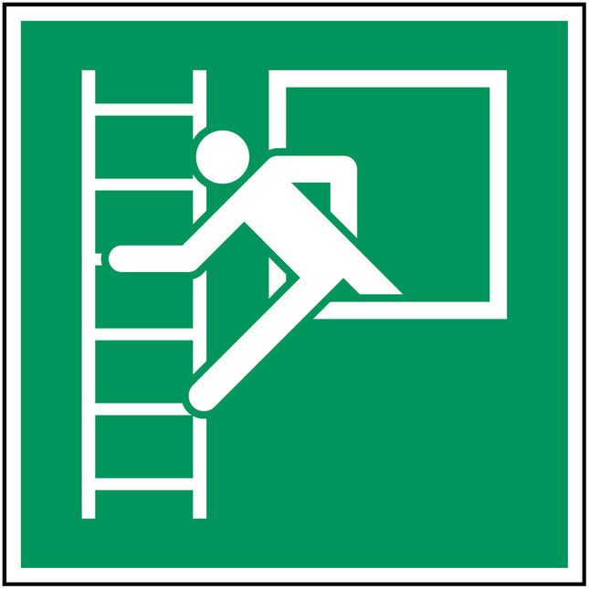 ISO Safety Sign  Emergency window with escape ladder