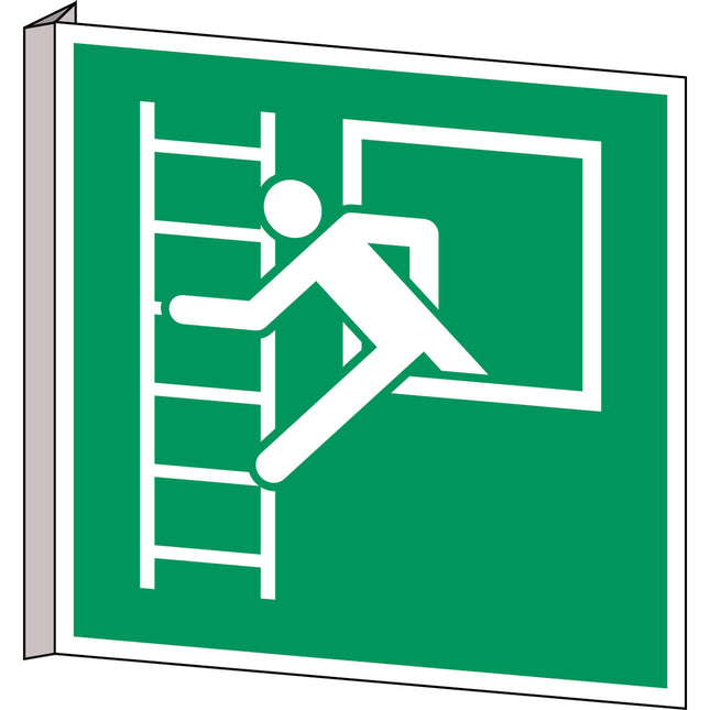 ISO Safety Sign  Emergency window with escape ladder