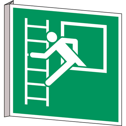ISO Safety Sign  Emergency window with escape ladder