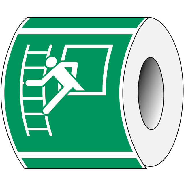 ISO Safety Sign  Emergency window with escape ladder