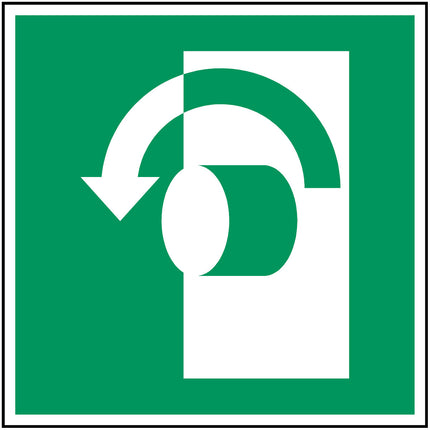 ISO Safety Sign  Turn anticlockwise to open