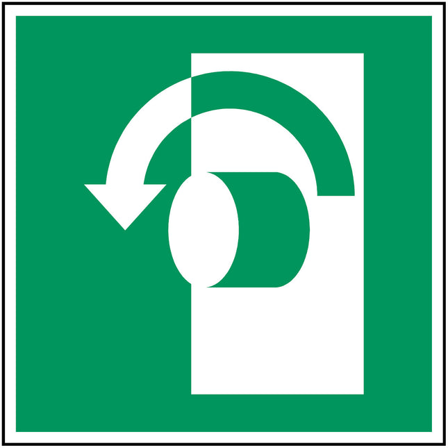 ISO Safety Sign  Turn anticlockwise to open