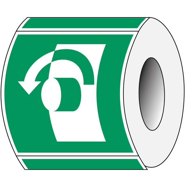 ISO Safety Sign  Turn anticlockwise to open