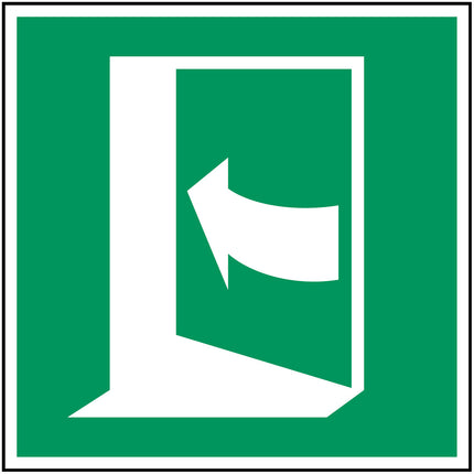 ISO Safety Sign  Door opens by pushing on the lefthand side