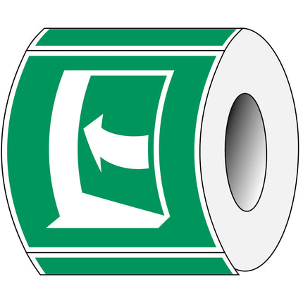 ISO Safety Sign  Door opens by pushing on the lefthand side