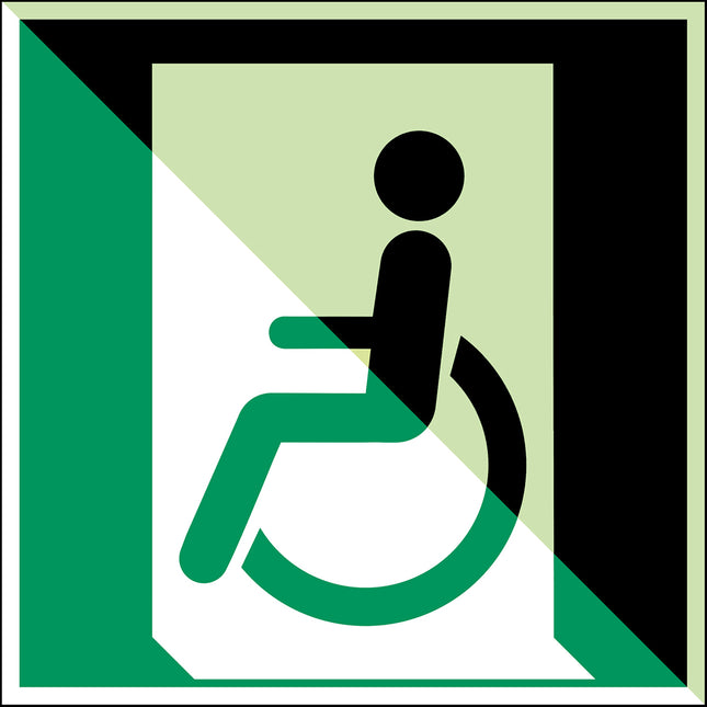 ISO Safety Sign  Emergency exit for people unable to walk or with walking impairment left