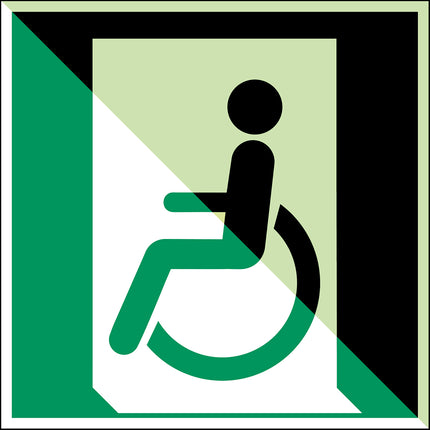 ISO Safety Sign  Emergency exit for people unable to walk or with walking impairment left