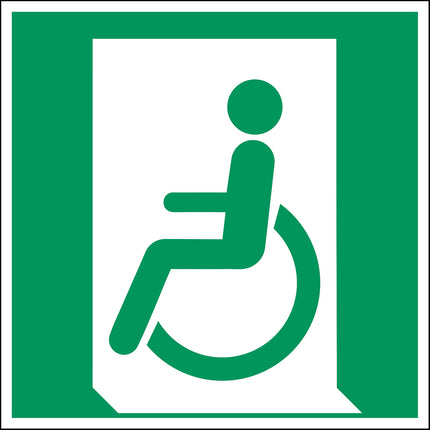 ISO Safety Sign  Emergency exit for people unable to walk or with walking impairment left