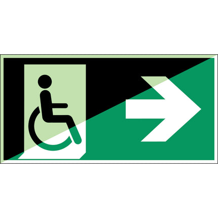 ISO Safety Sign  Emergency exit for people unable to walk or with walking impairment right