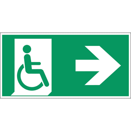 ISO Safety Sign  Emergency exit for people unable to walk or with walking impairment right
