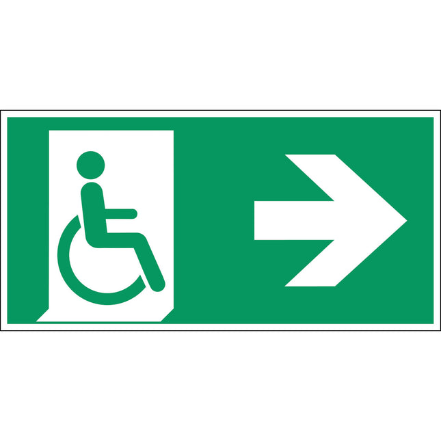 ISO Safety Sign  Emergency exit for people unable to walk or with walking impairment right