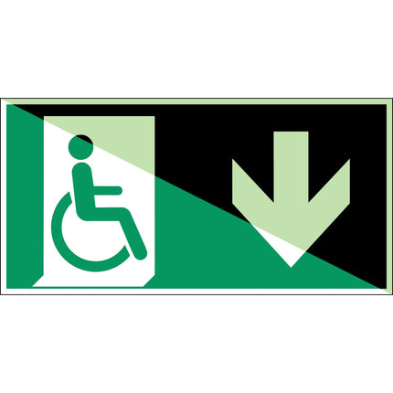 ISO Safety Sign  Emergency exit for people unable to walk or with walking impairment right