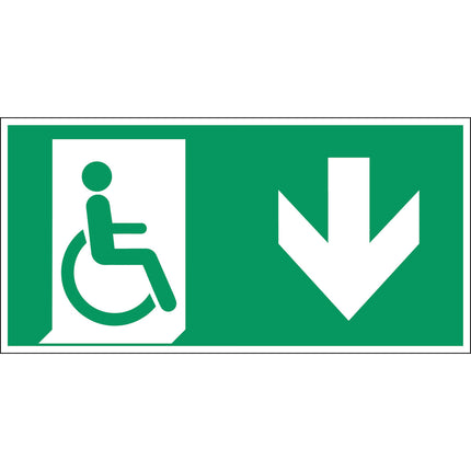 ISO Safety Sign  Emergency exit for people unable to walk or with walking impairment right