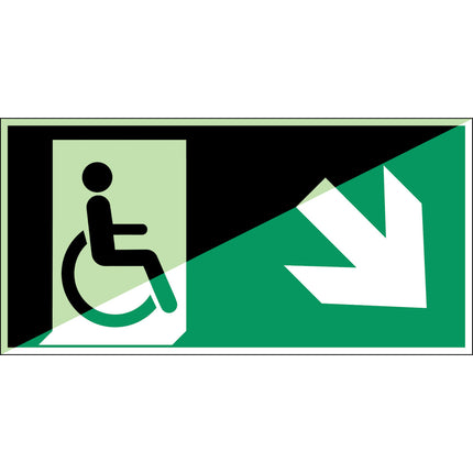 ISO Safety Sign  Emergency exit for people unable to walk or with walking impairment right