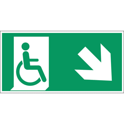 ISO Safety Sign  Emergency exit for people unable to walk or with walking impairment right