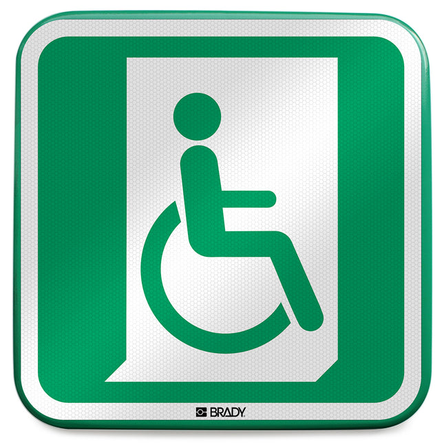 ISO Safety Sign  Emergency exit for people unable to walk or with walking impairment right
