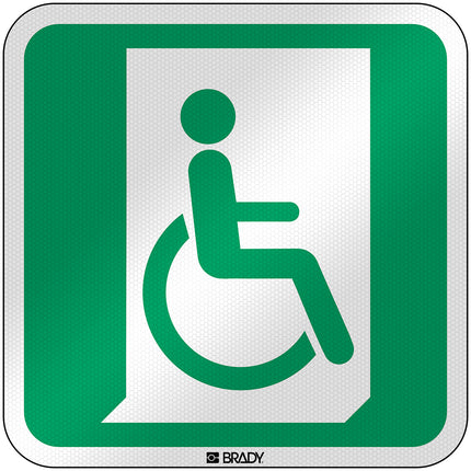 ISO Safety Sign  Emergency exit for people unable to walk or with walking impairment right
