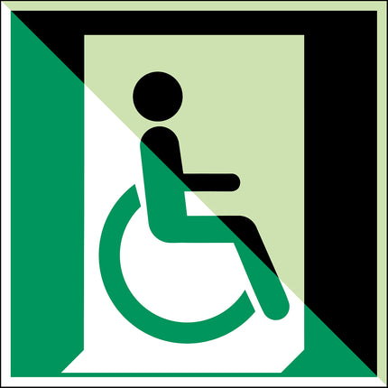 ISO Safety Sign  Emergency exit for people unable to walk or with walking impairment right
