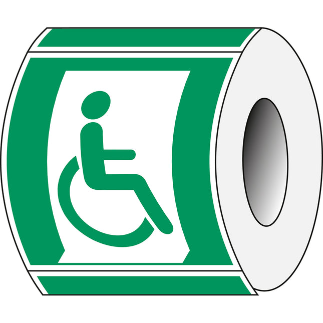 ISO Safety Sign  Emergency exit for people unable to walk or with walking impairment right