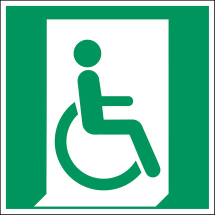 ISO Safety Sign  Emergency exit for people unable to walk or with walking impairment right