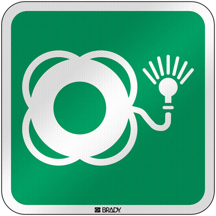 ISO Safety Sign  Lifebuoy with light