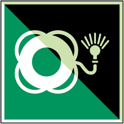 ISO Safety Sign  Lifebuoy with light