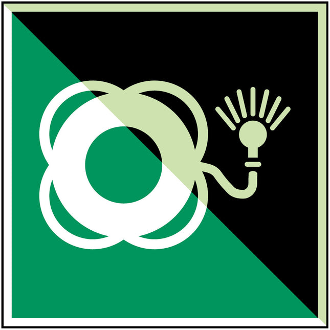 ISO Safety Sign  Lifebuoy with light
