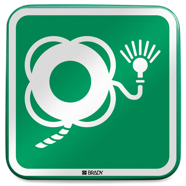 ISO Safety Sign  Lifebuoy with line and light