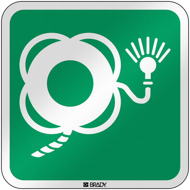 ISO Safety Sign  Lifebuoy with line and light