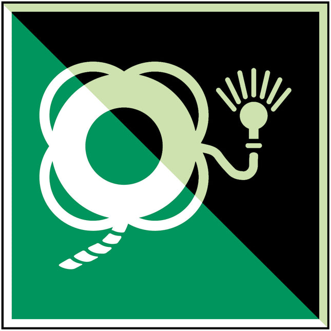 ISO Safety Sign  Lifebuoy with line and light