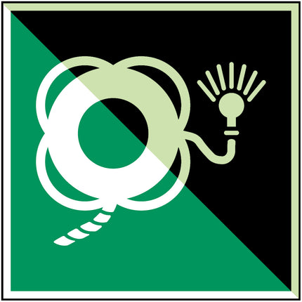 ISO Safety Sign  Lifebuoy with line and light