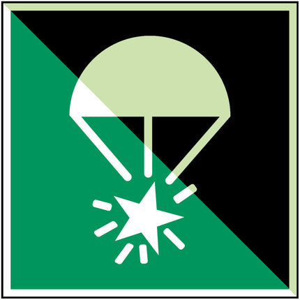 ISO Safety Sign  Rocket parachute flare