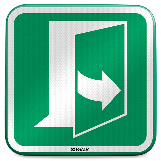 ISO Safety Sign  Door opens by pulling on the lefthand side