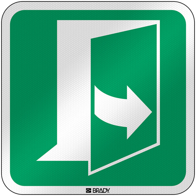 ISO Safety Sign  Door opens by pulling on the lefthand side